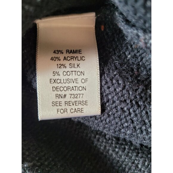 Croft & Barrow Cardigan Sweater S Womens Embroidered Black Full Zip Ramie Acryli - Picture 6 of 12